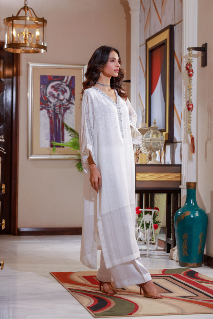 White Hand Embroidered Dress - Image 4