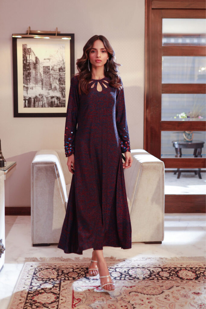 Blue And Red Sparkling Long Dress - Image 6