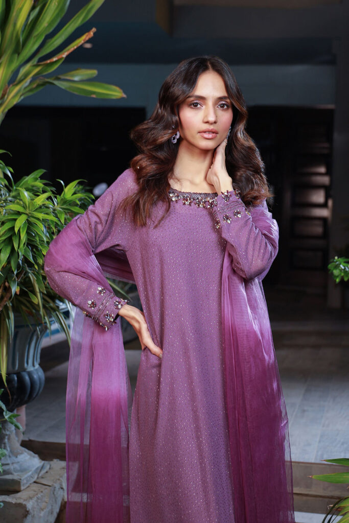 Lavender Dreams Hand-Embroidered Ensemble - Image 2