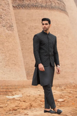 Black Embroidered Prince coat