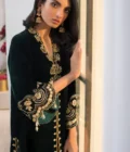 Emerald Front Open Kurta with Shalwar - Image 3