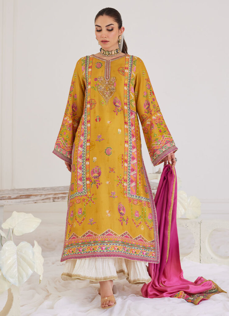 Palmira Mustard Shirt And Dupatta - Image 4