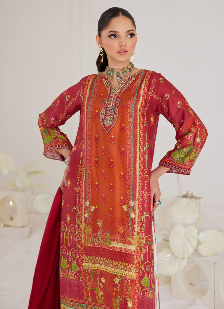 Paulina Rust Shirt And Dupatta - Image 5