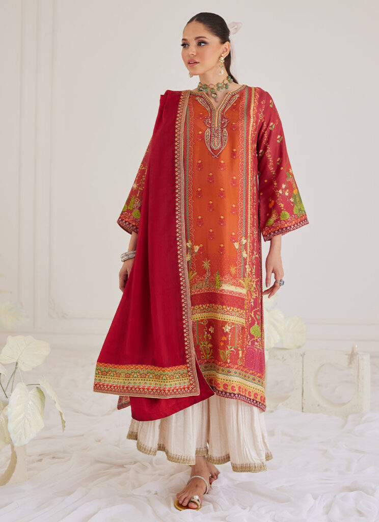 Paulina Rust Shirt And Dupatta - Image 4