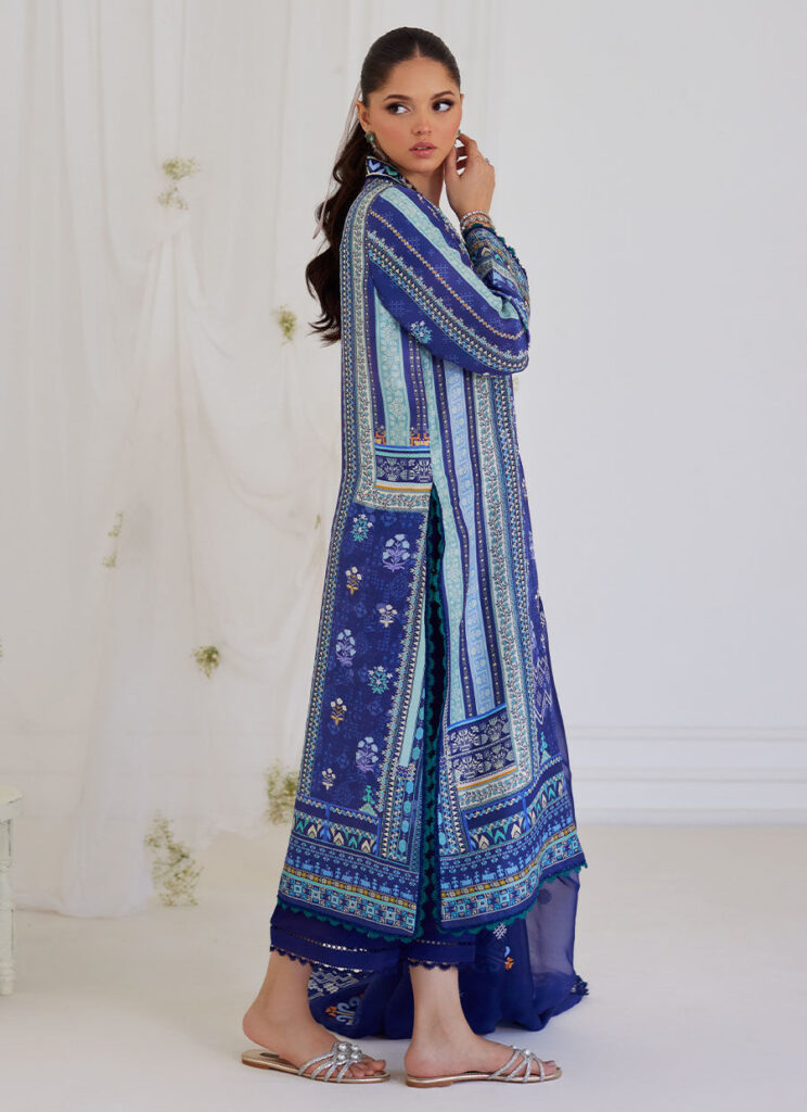 Adina Blue Shirt And Dupatta - Image 3