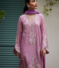 Ivan Mauve Embroidered Cotton Net Shirt with Medium Silk Dupatta - Image 7