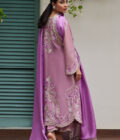 Ivan Mauve Embroidered Cotton Net Shirt with Medium Silk Dupatta - Image 2