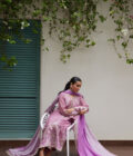 Ivan Mauve Embroidered Cotton Net Shirt with Medium Silk Dupatta - Image 4