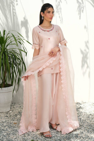 Pink Silk Floral With Pants - RTD