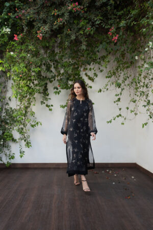 Black Embroidered Long Dress