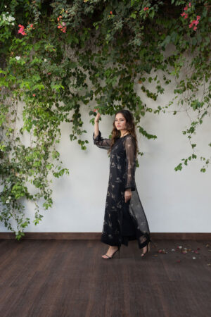 Black Embroidered Long Dress