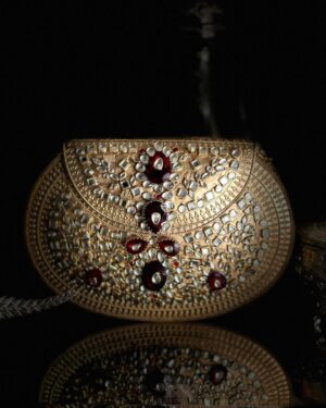 Hand Crafted kundan and Gems Clutch