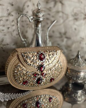 Hand Crafted kundan and Gems Clutch