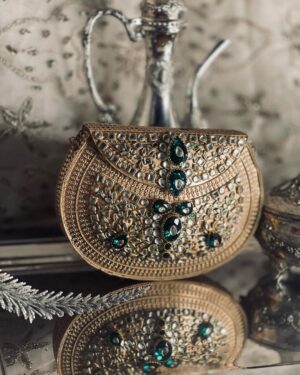 Hand Crafted kundan and Gems Clutch