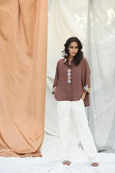 Gold & Silver Patch Work Shirt - Image 3