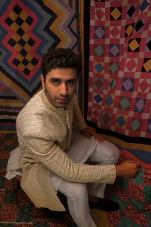 Golden Hand Made Sherwani