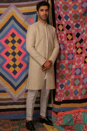 Golden Hand Made Sherwani