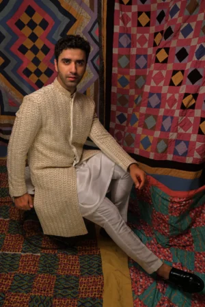 Golden Hand Made Sherwani