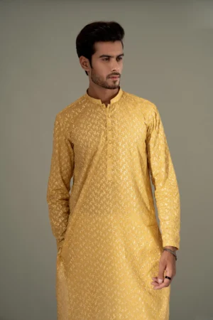 Pastel Yellow Kurta Pajama Set