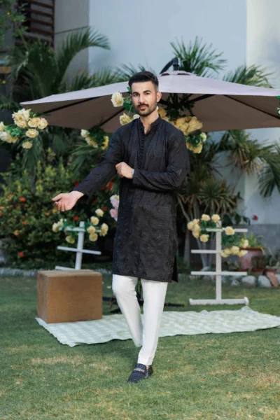 Silken Noir Khadi Ensemble - Image 2