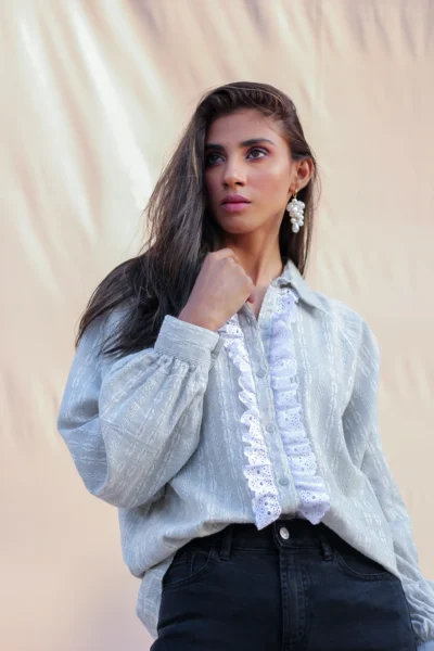 Ruffle front shirt
