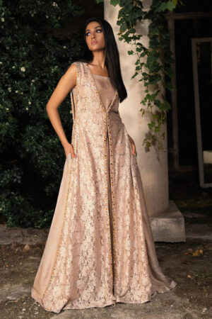 Crystal Lace Gown With Jumpsuit
