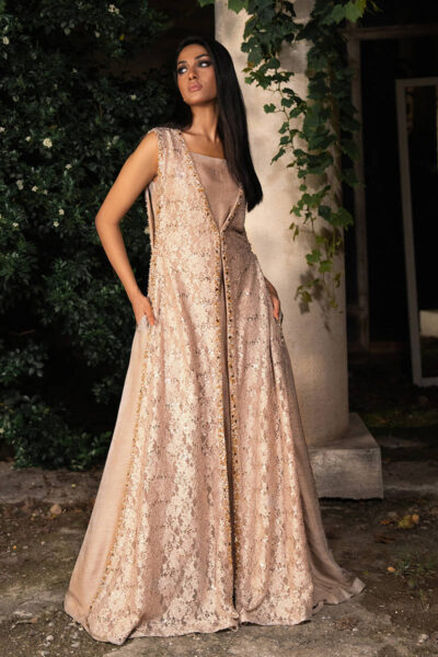 Crystal Lace Gown With Jumpsuit - Image 3