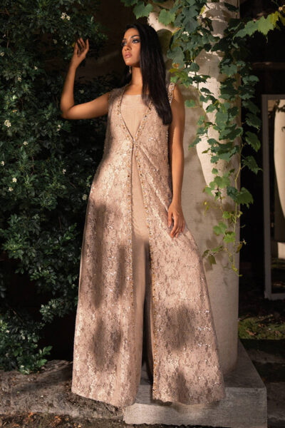 Crystal Lace Gown With Jumpsuit - Image 6