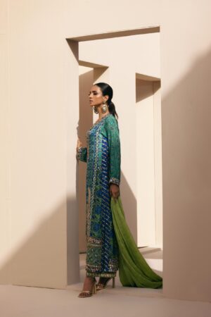 Sabeen Turquoise Gotaa Kaftan