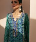 Sabeen Turquoise Gotaa Kaftan - Image 4