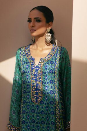 Sabeen Turquoise Gotaa Kaftan