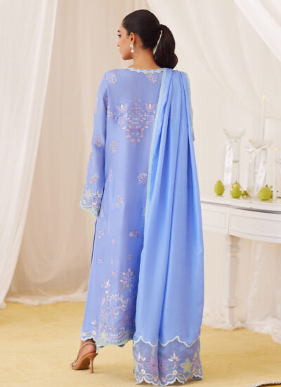 Leesha Periwinkle Blue Raw Silk Shirt And Dupatta - Image 6