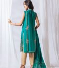 Khayal by Shaista Hasan - Persian Green - Silk Net - 3 Piece - Image 2