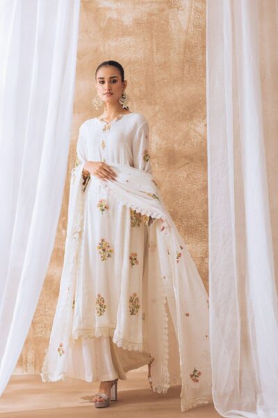 Khayal by Shaista Hasan - Glistening Pearl - Shimmer Georgette - 3 Piece - Image 6