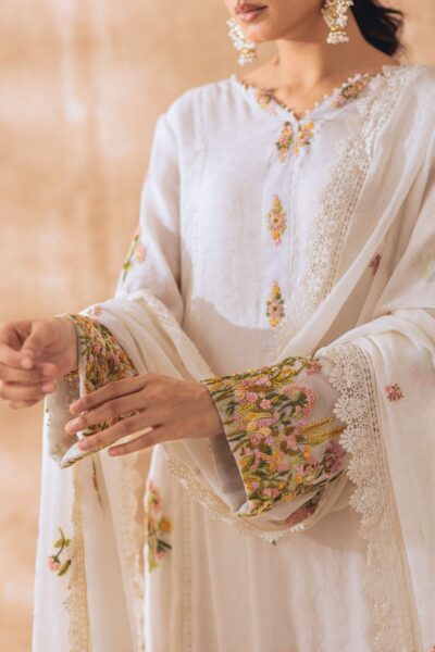 Khayal by Shaista Hasan - Glistening Pearl - Shimmer Georgette - 3 Piece - Image 5