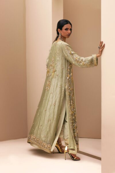 Maheen Sea Green Silk Set - Image 3