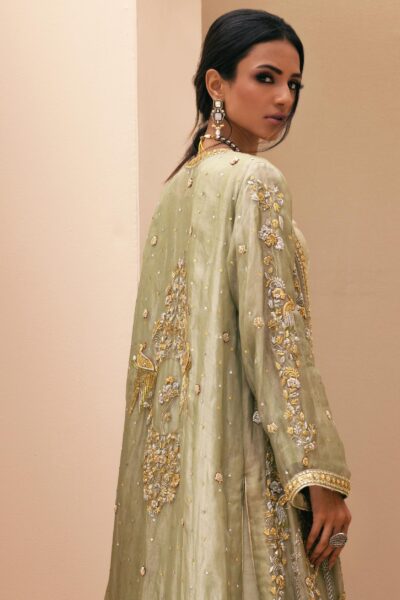 Maheen Sea Green Silk Set - Image 4