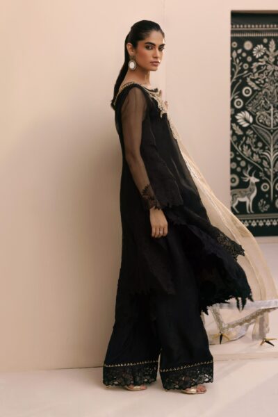 Zunaira Black Gold Chiffon Set - Image 3