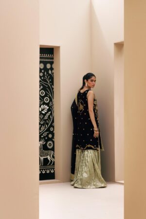 Maya Black Seagreen Gharara