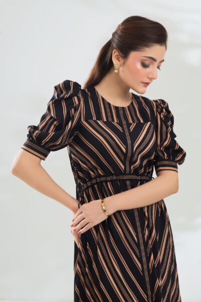 Black Stripes Long Dress - Image 2