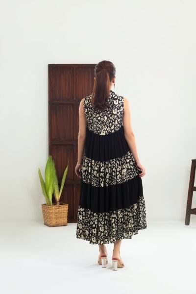 Black N White Tiered Dress - Image 5