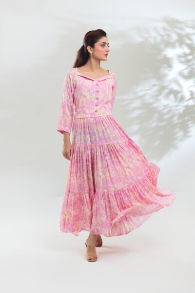 True Pink Floral Skirt Set - Image 5