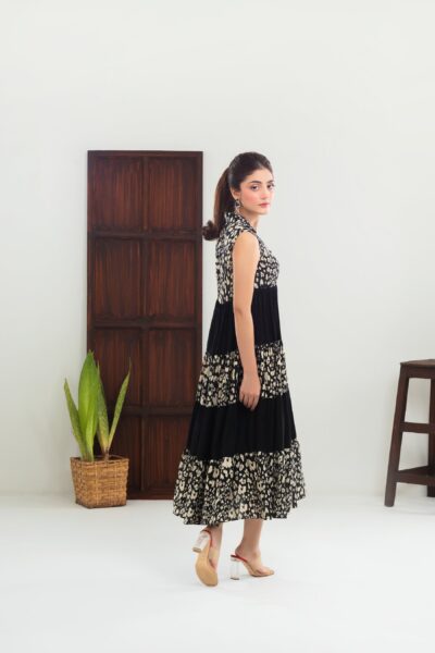 Black N White Tiered Dress - Image 4