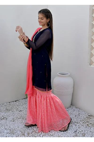 Navy Blue Chiffon 3Pc - Image 5