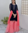 Navy Blue Chiffon 3Pc
