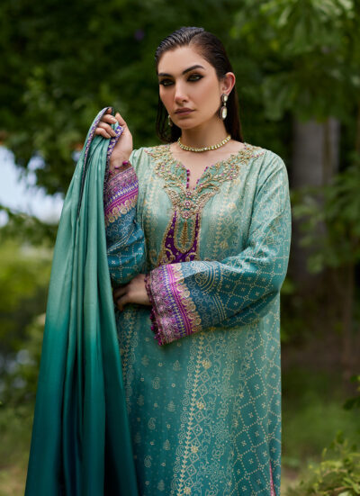 Leisha Teal Ombre Shirt And Dupatta - Image 7