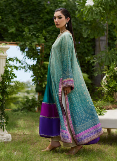 Leisha Teal Ombre Shirt And Dupatta - Image 5