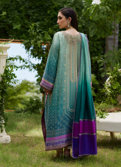 Leisha Teal Ombre Shirt And Dupatta - Image 3