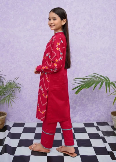 Girls Cotton Embroidered - 2 Piece Suit - 8545 - Image 2