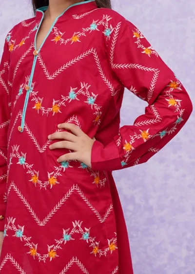 Girls Cotton Embroidered - 2 Piece Suit - 8545 - Image 6